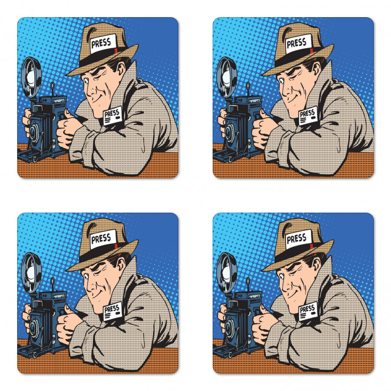 Press Journalist Pop Art Coaster Set Of Four