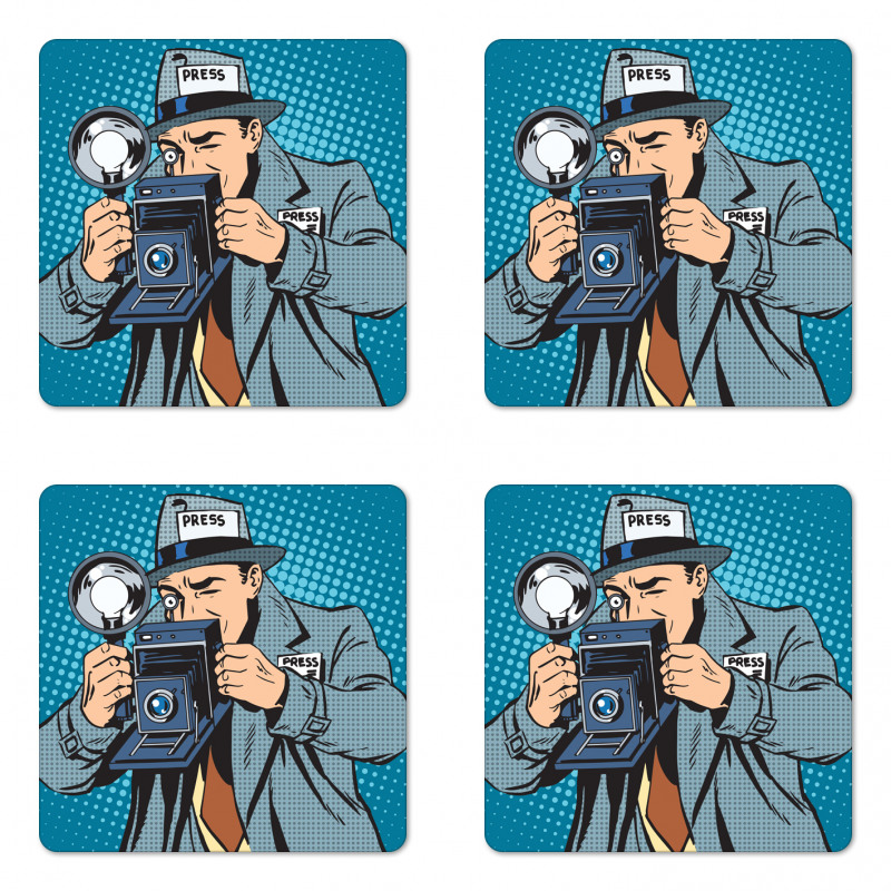 Comic Photographer Man Coaster Set Of Four