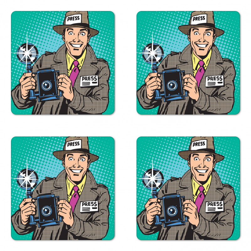 Press Reporter Pop Art Coaster Set Of Four