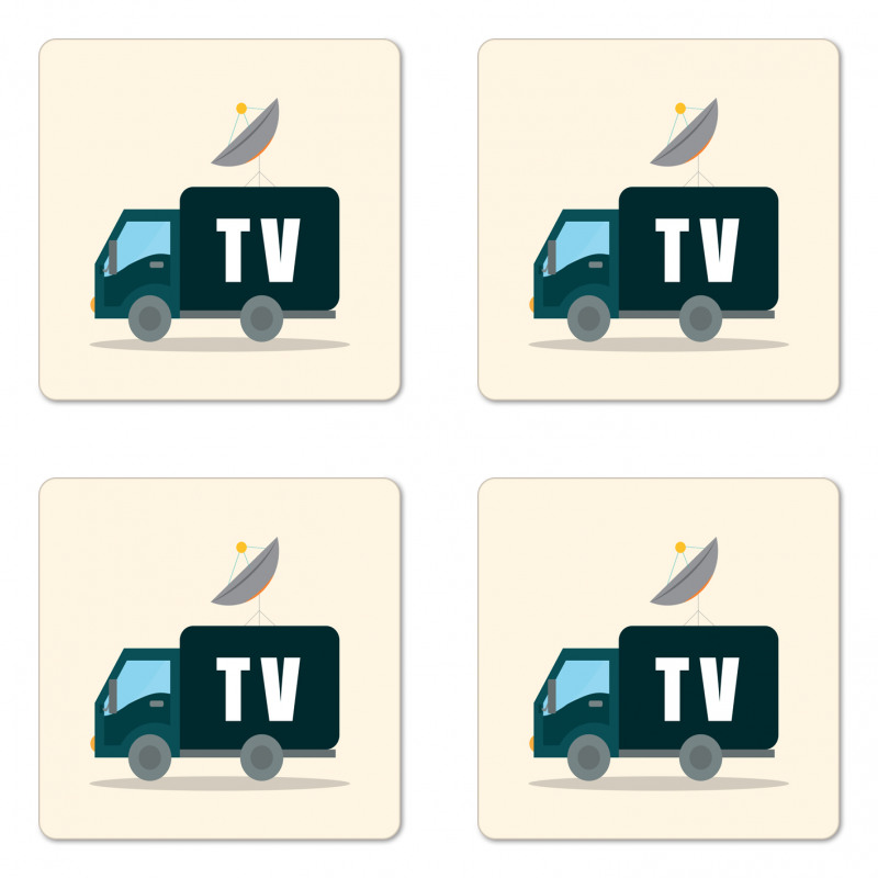 News Media Media Truck Coaster Set Of Four