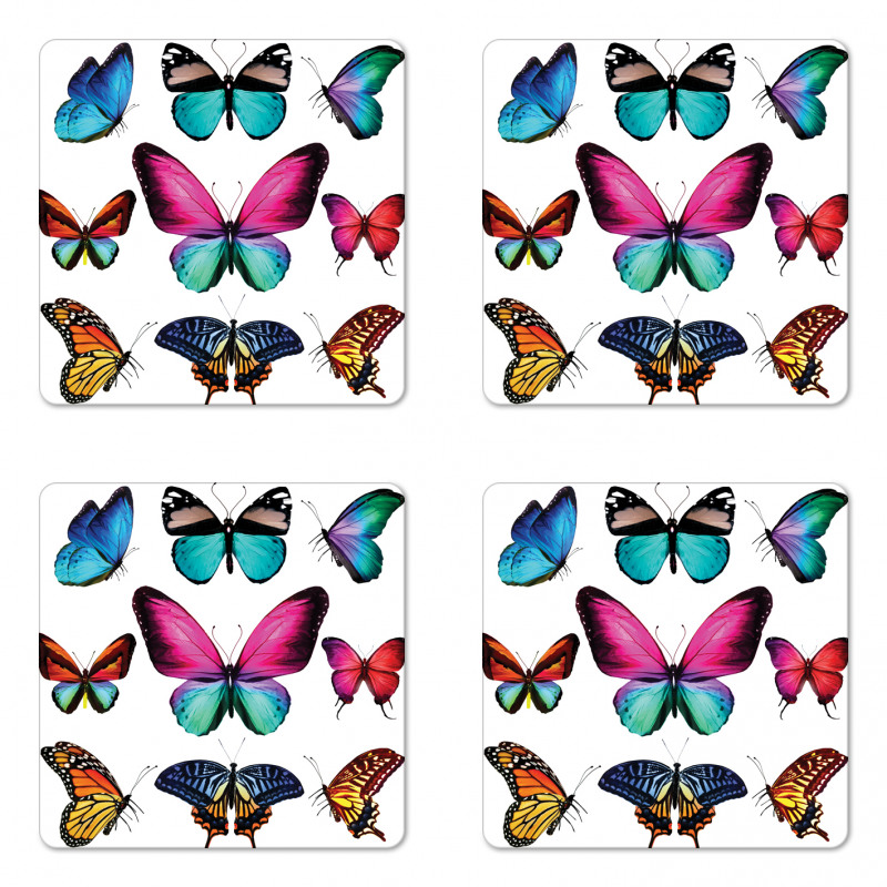 Vibrant Butterflies Set Coaster Set Of Four