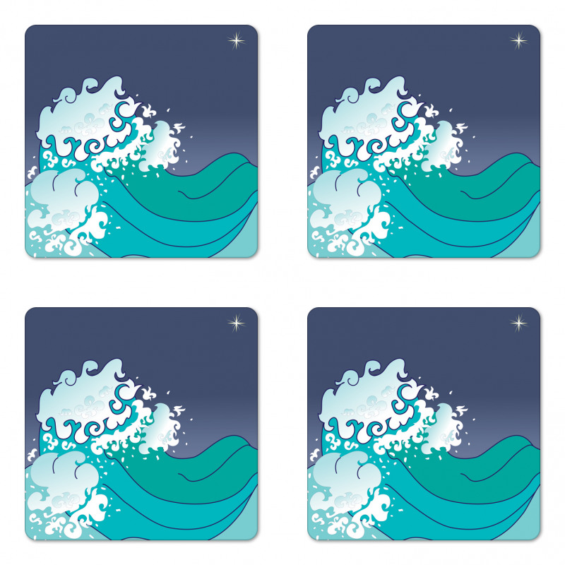 Ocean Curl Sea Waves Coaster Set Of Four