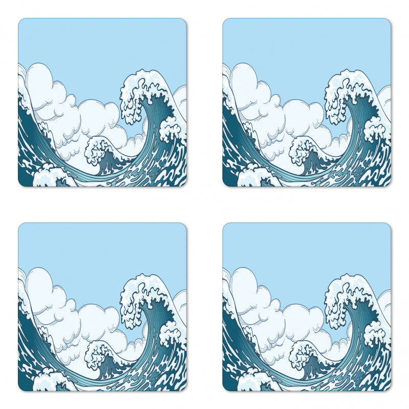 Tsunami Wave Scene Coaster Set Of Four