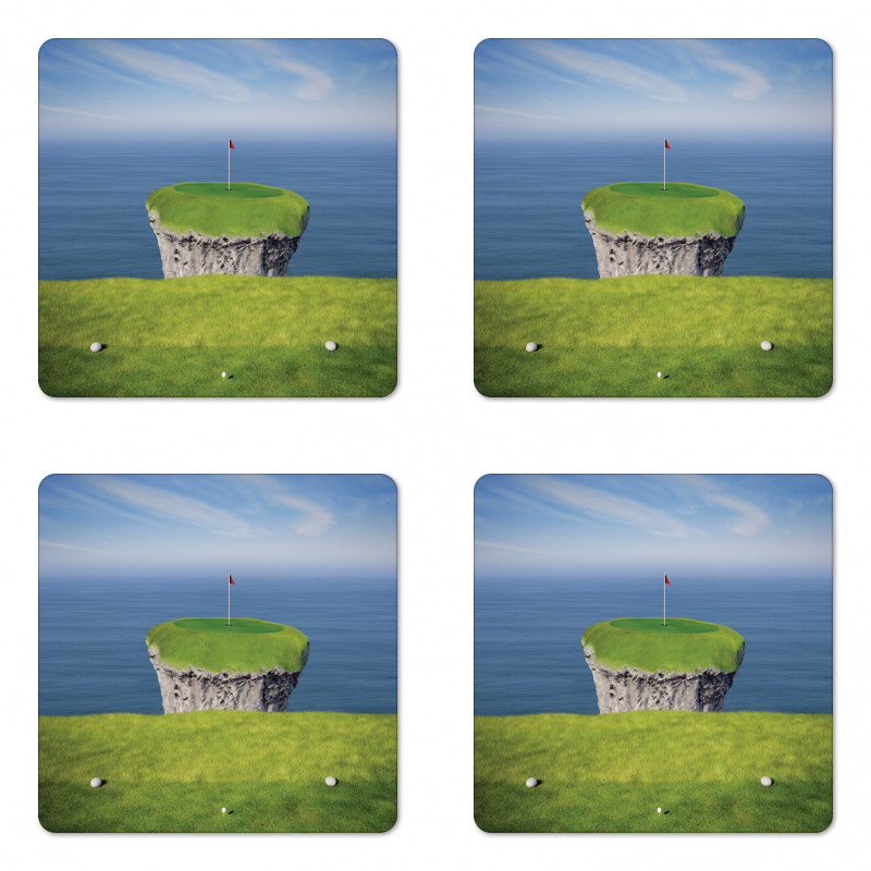 Scenic View of a Golf Link Coaster Set Of Four