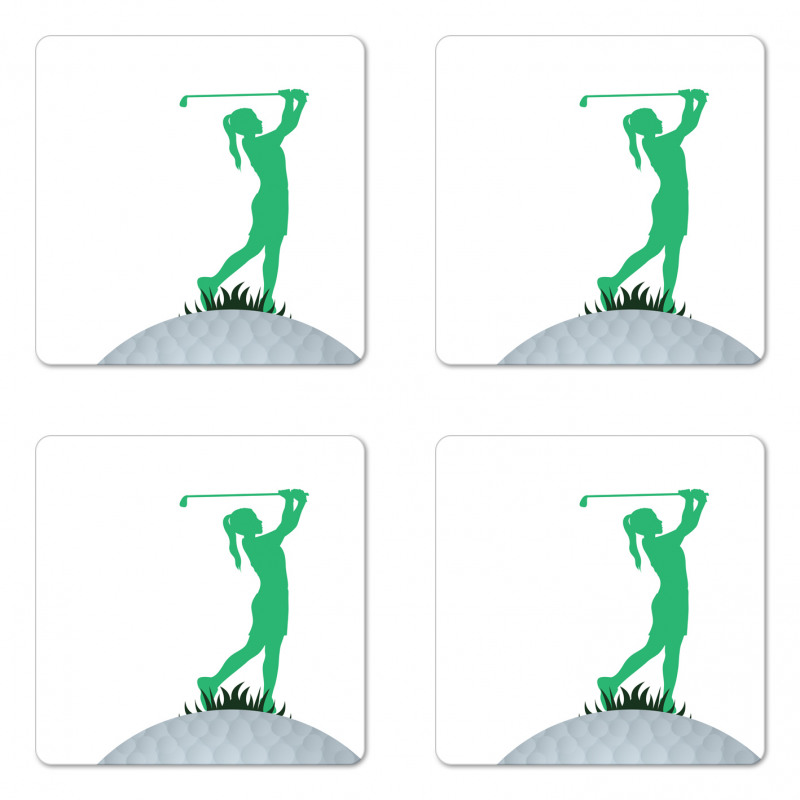 Woman Golf Player Taking Shot Coaster Set Of Four