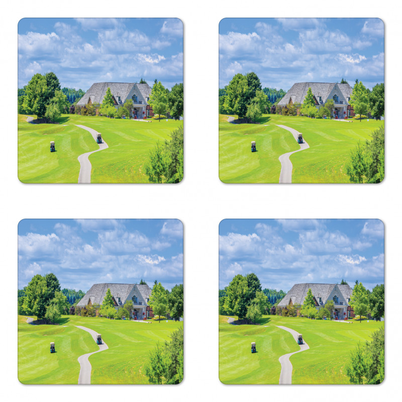 Scenic Countryside Golf Field Coaster Set Of Four