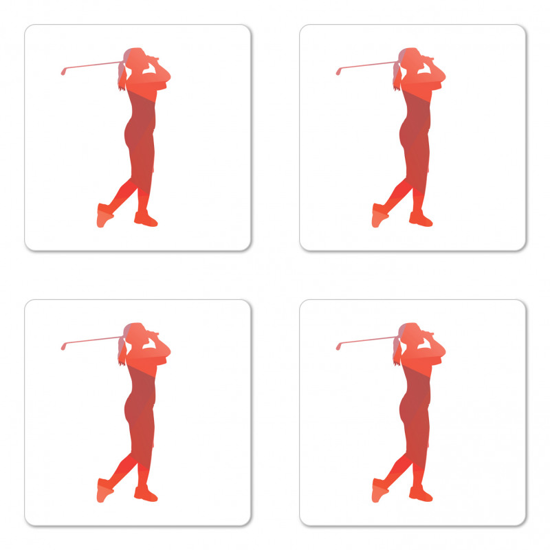 Silhouette of a Woman Player Coaster Set Of Four