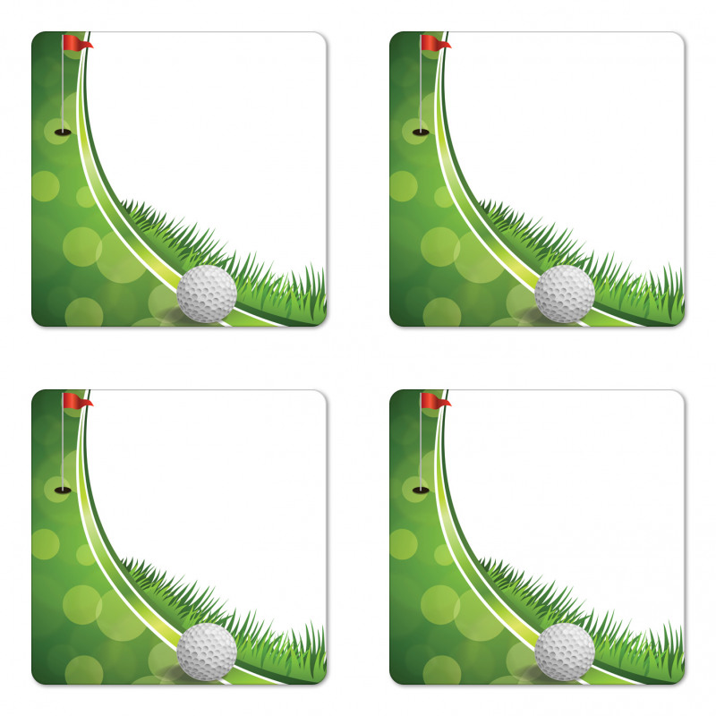 Tee Box with Flag Abstract Coaster Set Of Four