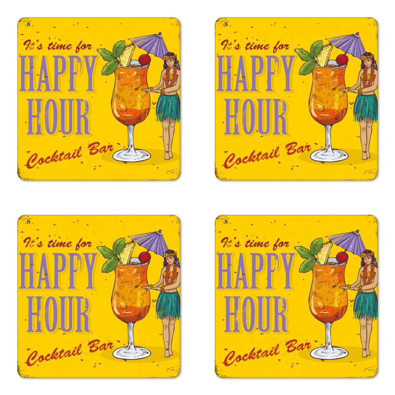 It is Time for Happy Hour Coaster Set Of Four