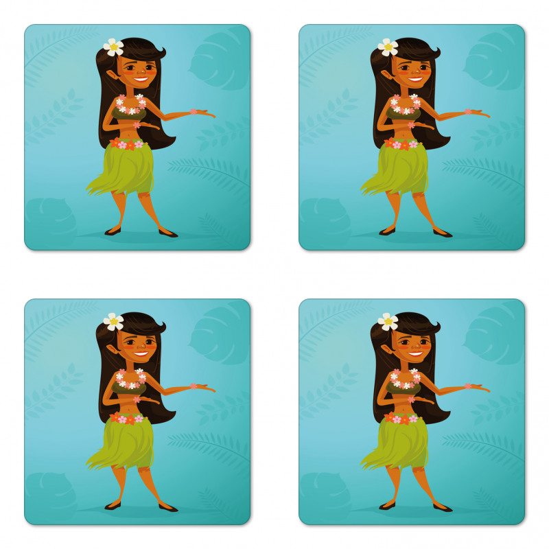 Dancer Hibiscus Flowers Coaster Set Of Four