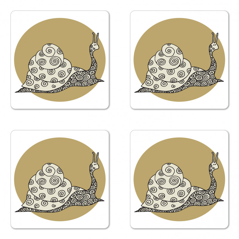 Slug with Antennas Pattern Coaster Set Of Four