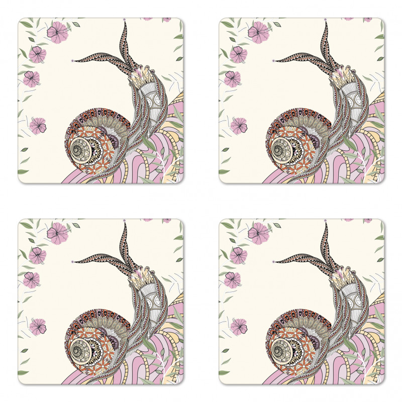 Ornamental Bohemian Organism Coaster Set Of Four