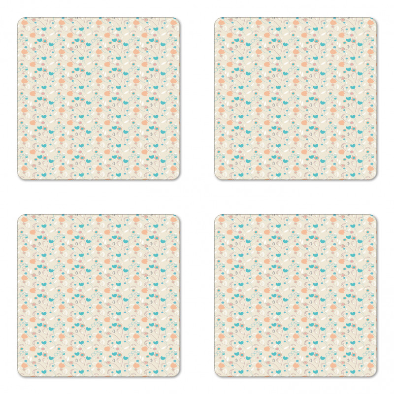 Abstract Art Floral Doodle Coaster Set Of Four