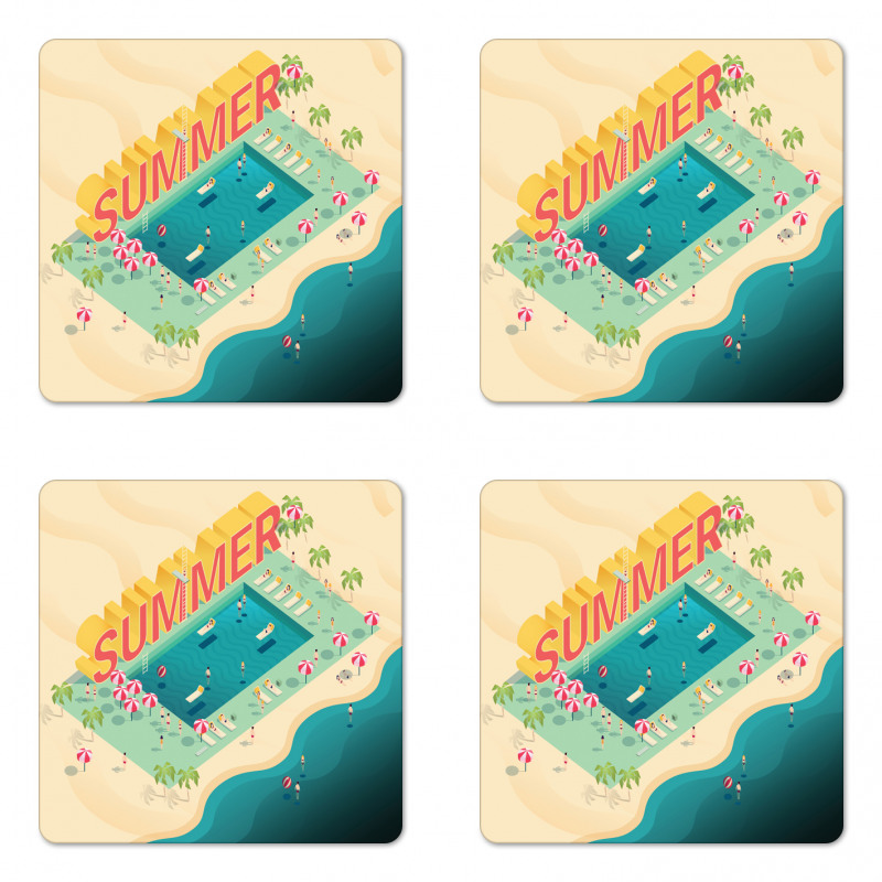 Summer Beach Ocean Fun Coaster Set Of Four