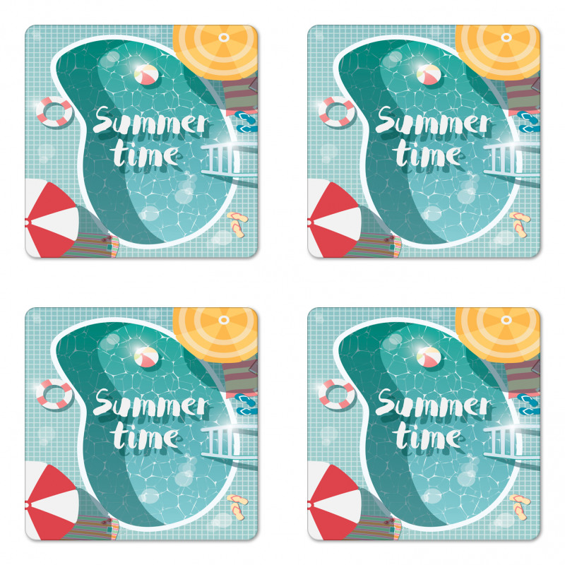 Top View Swimming Pool Coaster Set Of Four