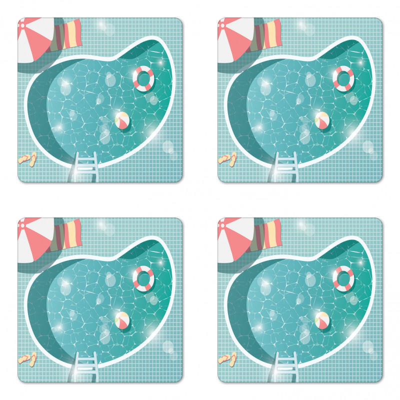 Aerial Poolside Image Coaster Set Of Four