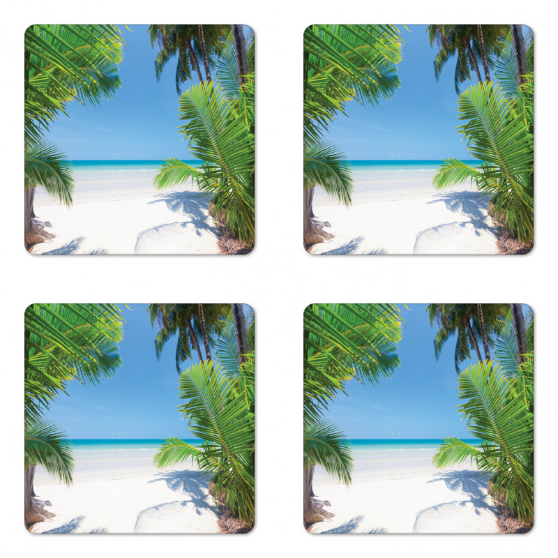 Palm Leaf Tropical Beach Coaster Set Of Four