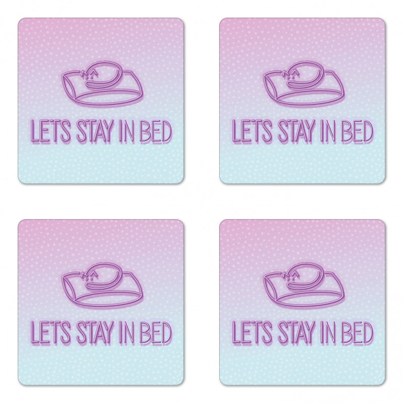 Lets Stay in Bed Dot Ombre Coaster Set Of Four