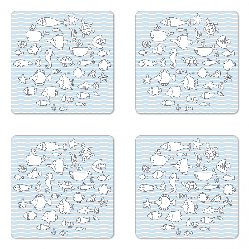 Nursery Underwater Life Coaster Set Of Four