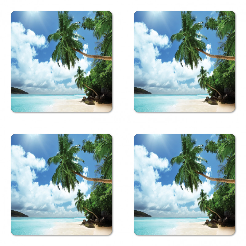 Palm Leaf Island Lagoon Coaster Set Of Four