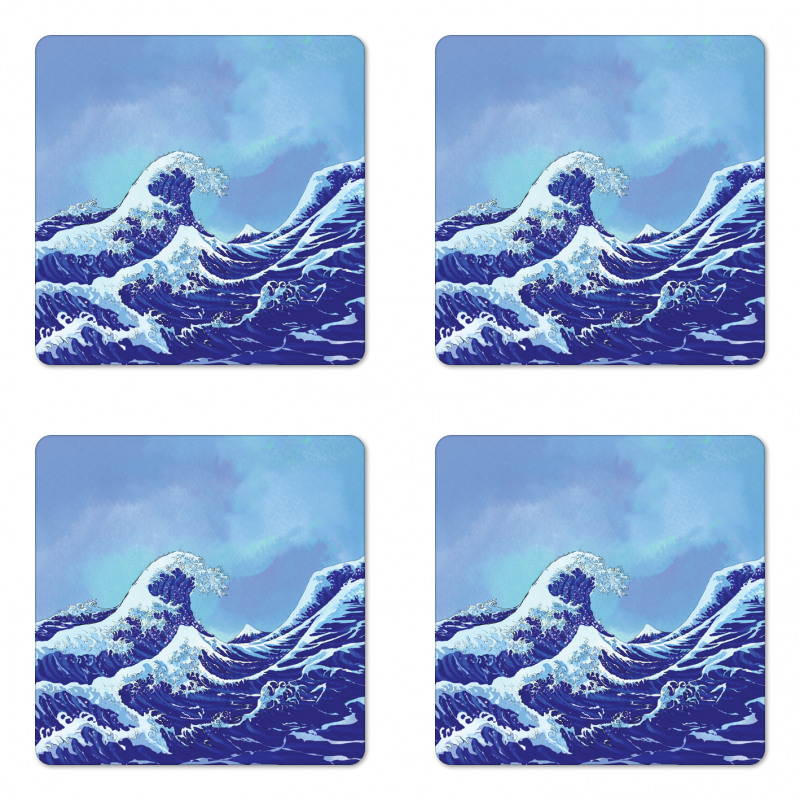 Big Tsunami Ocean Nature Coaster Set Of Four