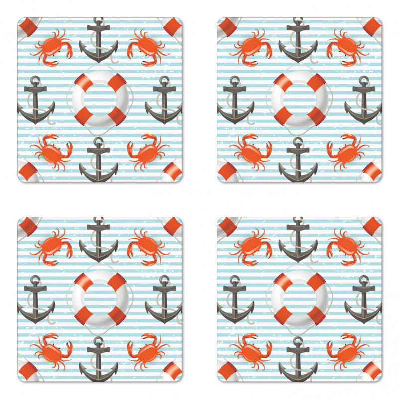 Life Rings Anchor Ropes Coaster Set Of Four