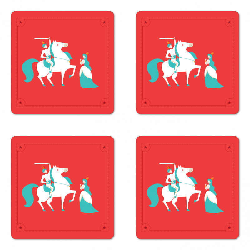 Princess Prince on Horse Coaster Set Of Four