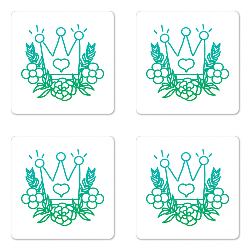 Majestic Crown and Flowers Coaster Set Of Four