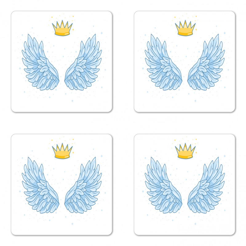 Angel Wings and Crown Above Coaster Set Of Four