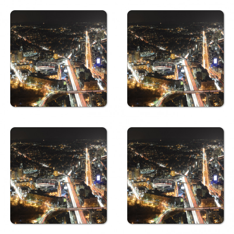 Skyline at Night City Coaster Set Of Four