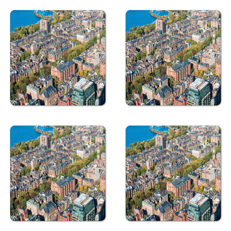 Aerial View of Buildings Coaster Set Of Four