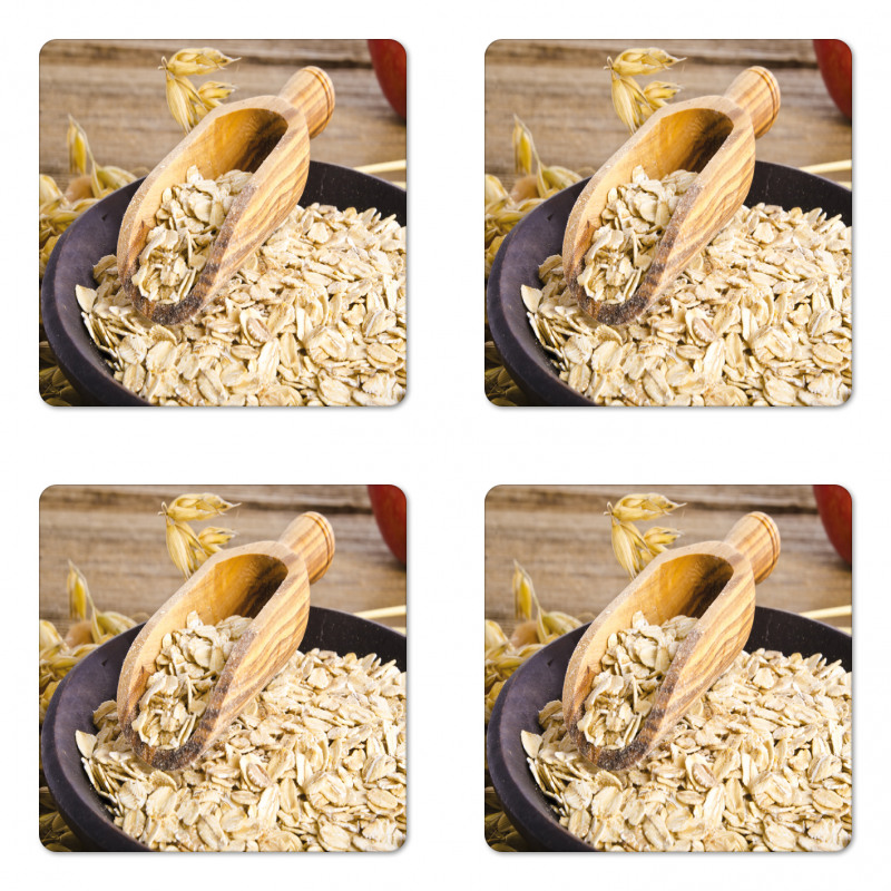 Organic Porridge Oats Bowl Coaster Set Of Four