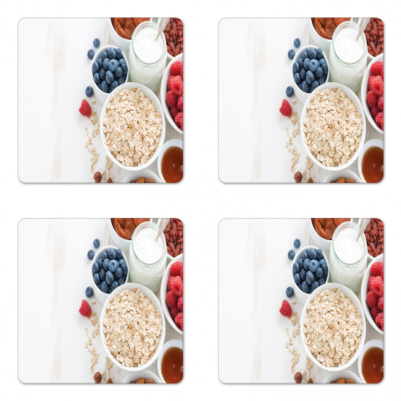 Porridge Milk and Fruits Coaster Set Of Four