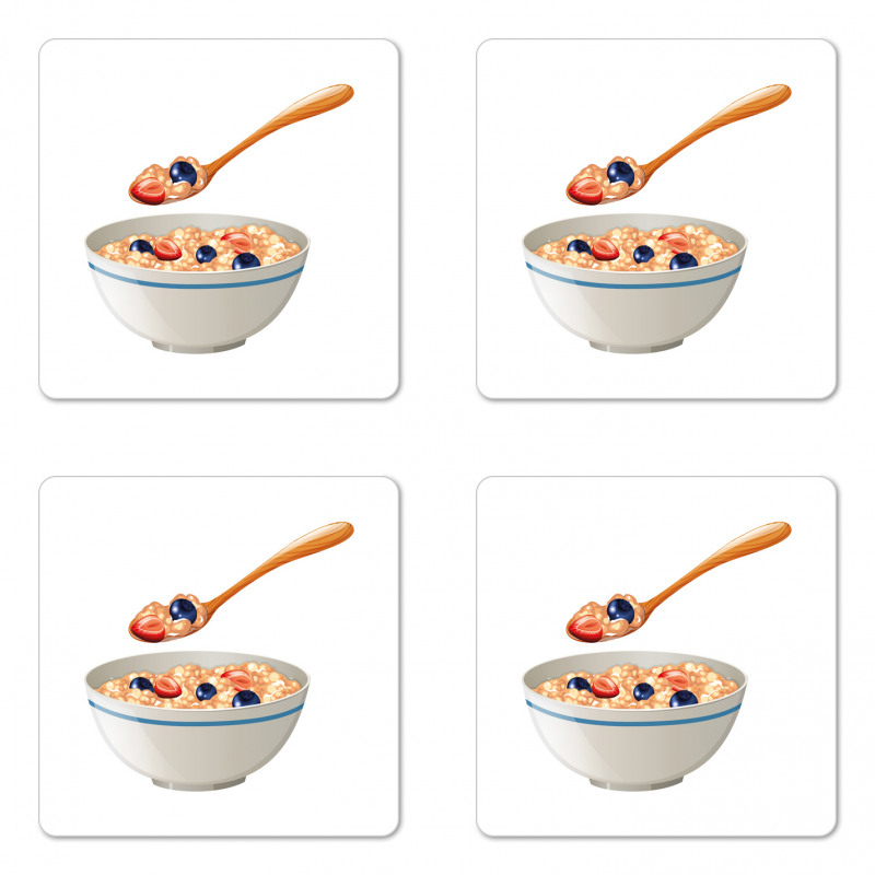 Spoon and Bowl of Porridge Coaster Set Of Four