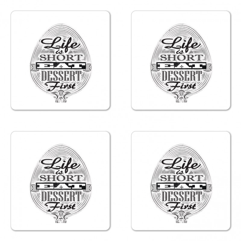 Retro Eat Dessert on Spoon Coaster Set Of Four