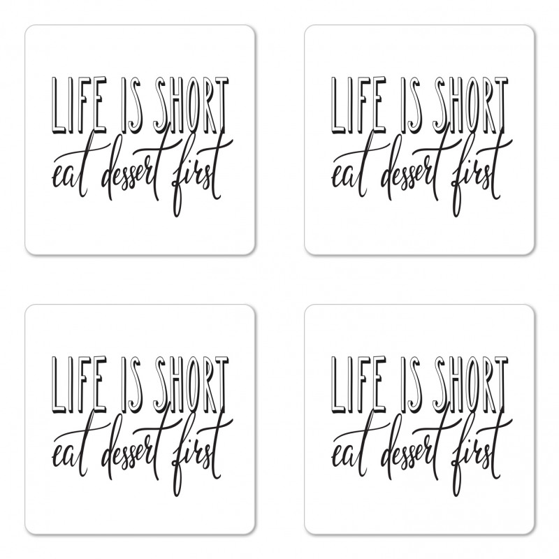 Simplistic Eat Dessert First Coaster Set Of Four