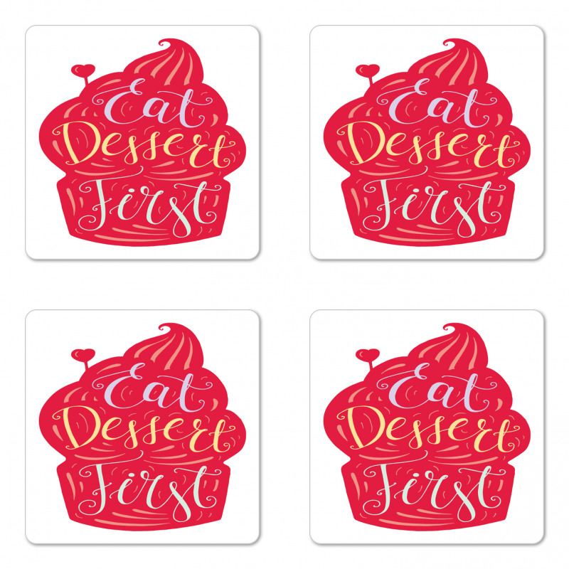 Eat Dessert First Cupcake Coaster Set Of Four