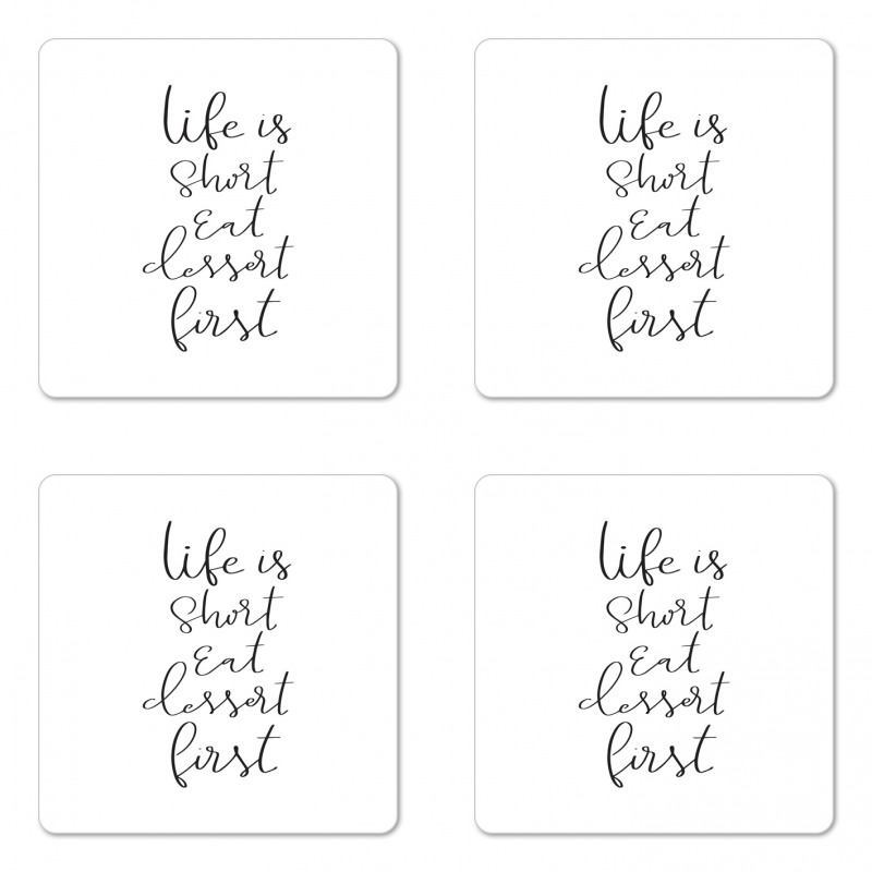 Cursive Ink Lettering Dessert Coaster Set Of Four