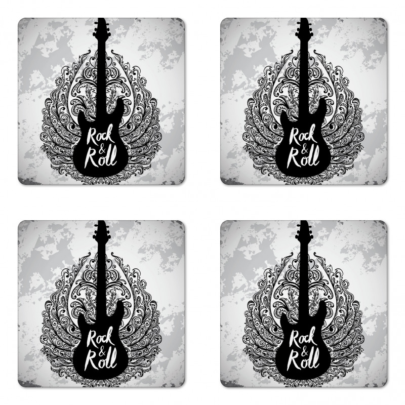 Retro Electric Guitar Coaster Set Of Four