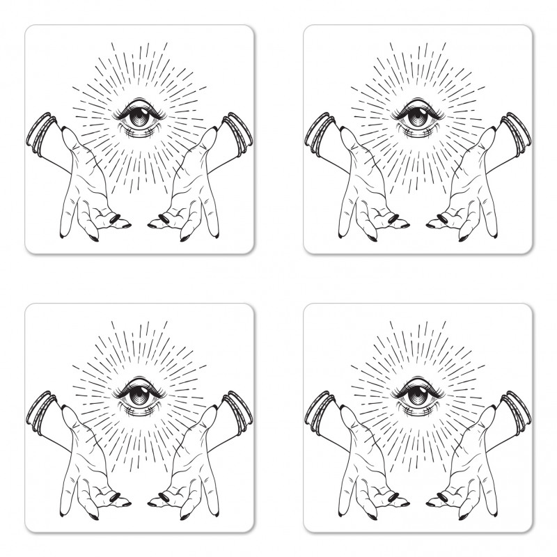 Mystical Themed Sketch Eye Coaster Set Of Four