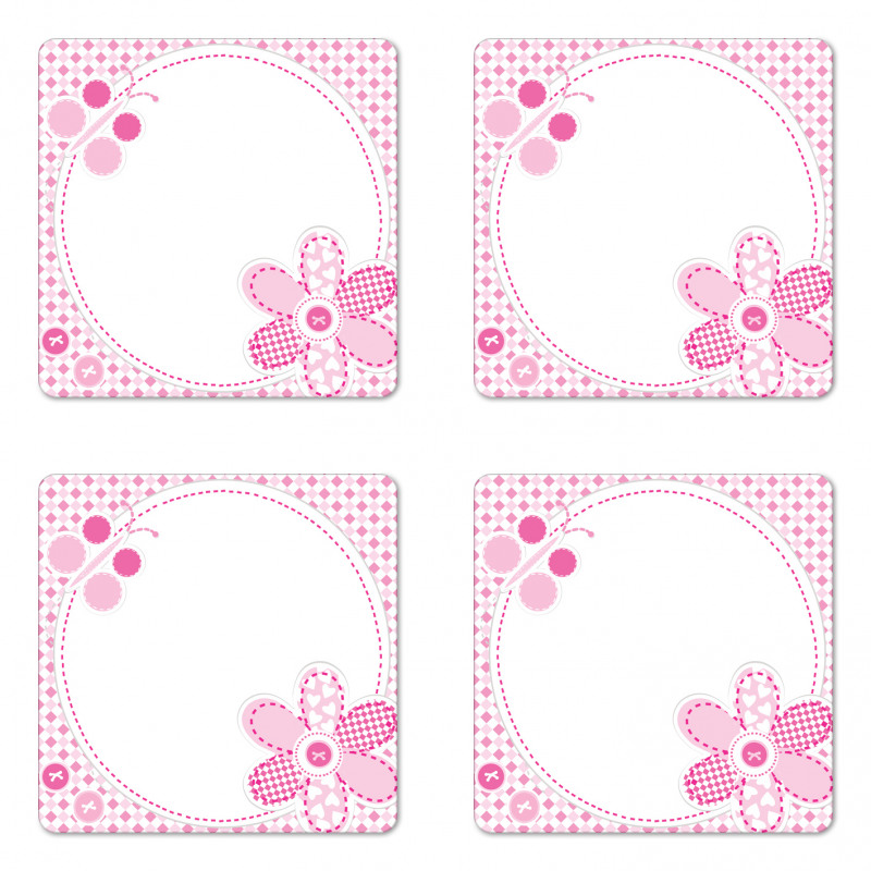 Girly with Flower Sweetheart Coaster Set Of Four