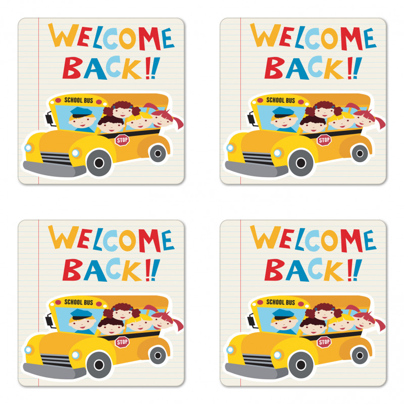 Welcome Back Typography Coaster Set Of Four