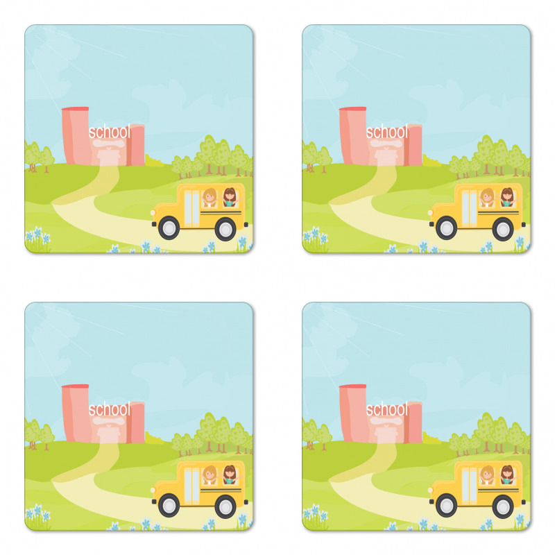 Vehicle on a Spring Day Coaster Set Of Four