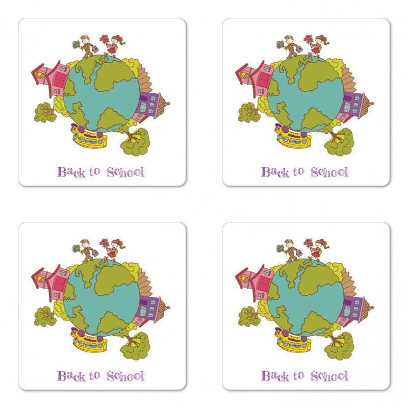 Back to School Concept Coaster Set Of Four