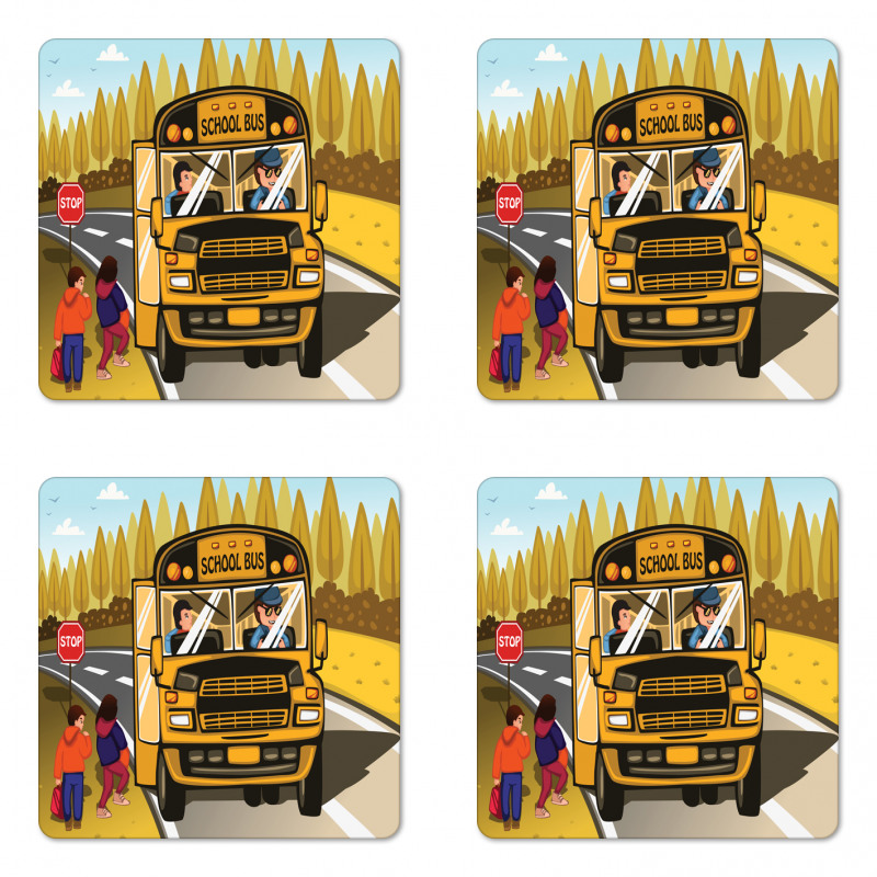 Going on the Bus Trees Coaster Set Of Four