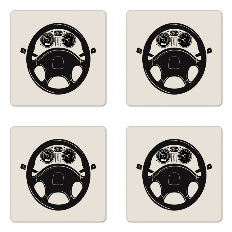 Steering Wheel Auto Tool Race Coaster Set Of Four