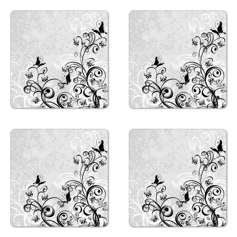 Floral and Grunge Coaster Set Of Four