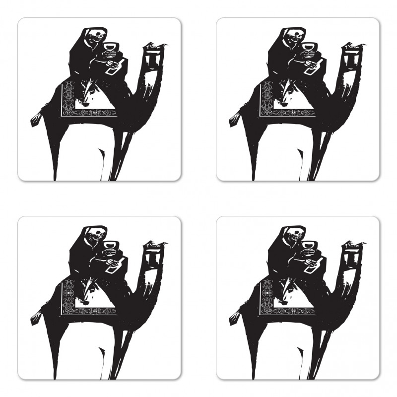 Death Drinks Wine on Camel Coaster Set Of Four