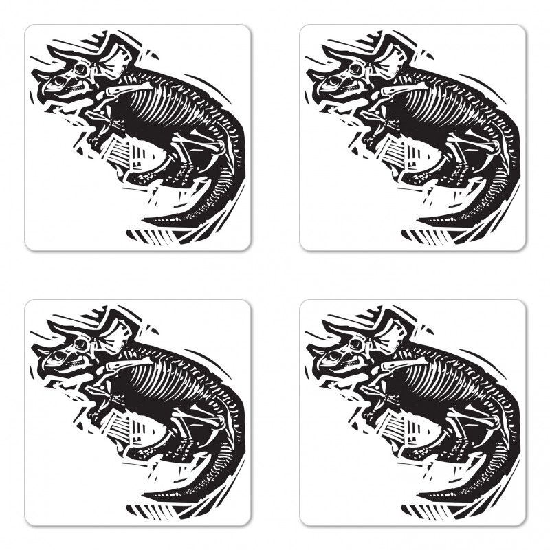 Woodcut Fossil Dinosaur Coaster Set Of Four