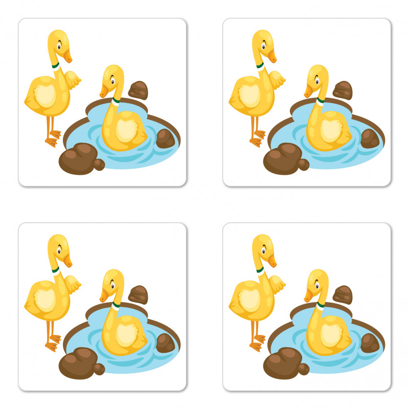 Funny Cartoon Style Animals Coaster Set Of Four